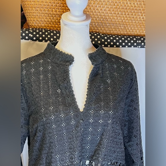 Gretchen Scott Black Cotton Eyelet Tunic Size Large - Picture 7 of 9